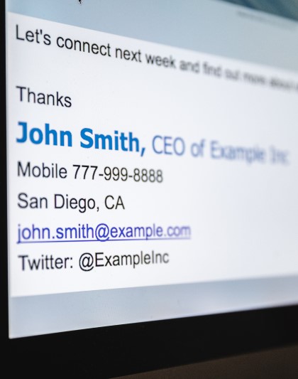 Email Signature on Computer Screen