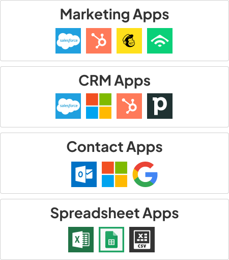 Export to CRM, Excel, or Marketing Apps