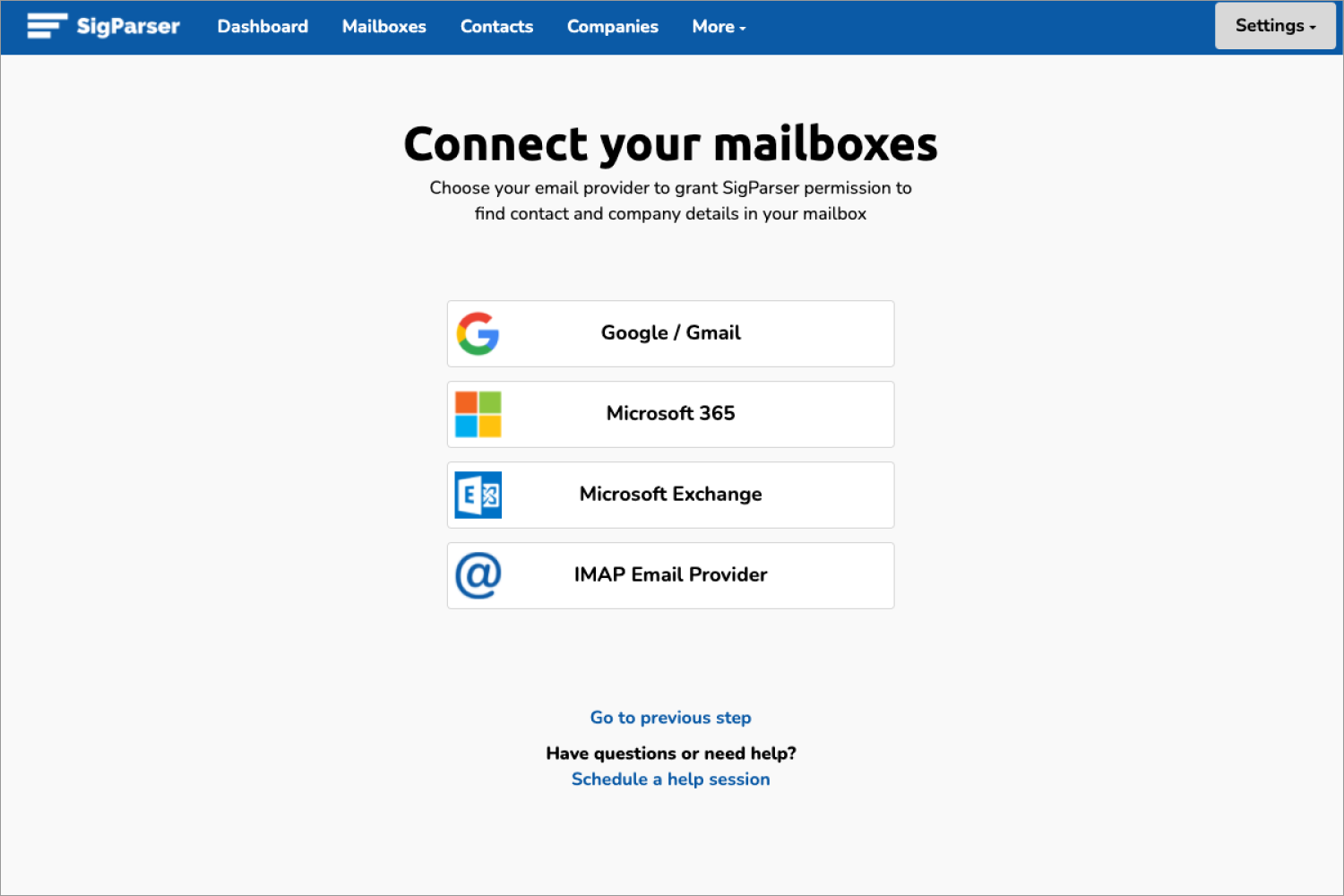 Add Outlook or Gmail Mailboxes